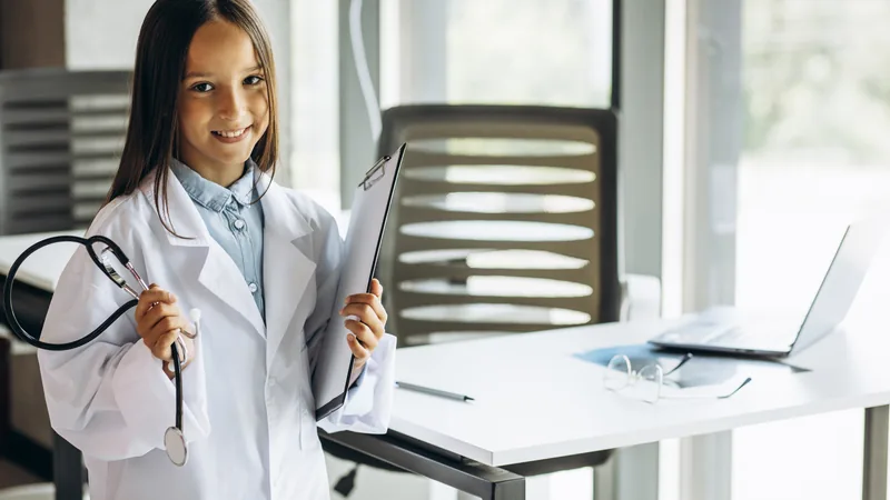Pediatra sorrindo atendendo criança, simbolizando a gestão contábil eficiente para CNPJ de pediatras.
