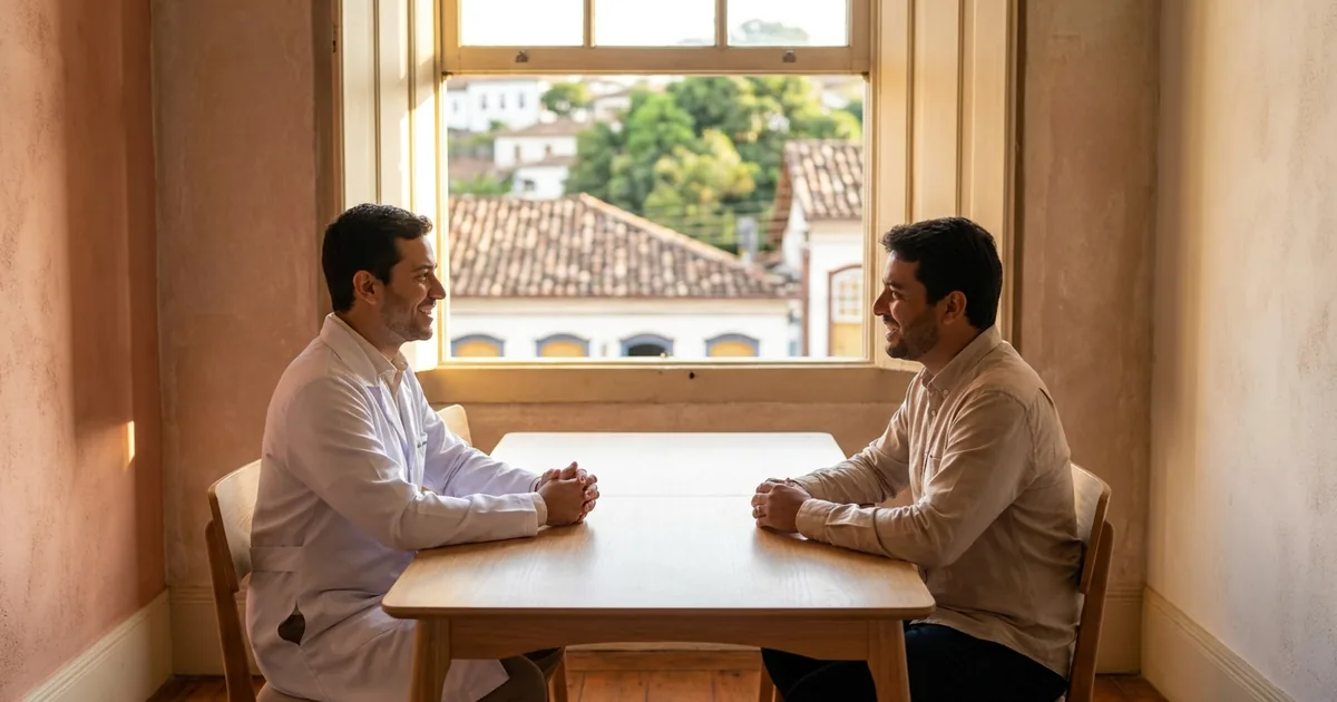 Médico de Guaratinguetá em reunião com contador especialista em saúde da PleniHub