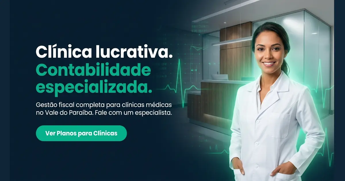 Banner CTA: contabilidade para clínicas no Vale do Paraíba com a PleniHub
