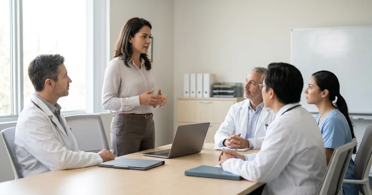 Recepcionista de clínica médica organizando prontuários e dados de pacientes em computador, ilustrando a função de encarregado pela proteção de dados