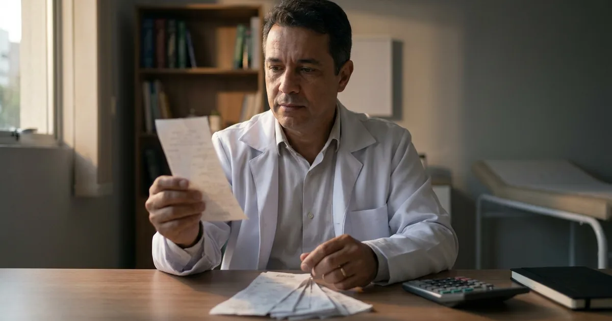 Médico PJ conferindo com o contador a apuração da CBS que substitui o PIS e a Cofins em 2027
